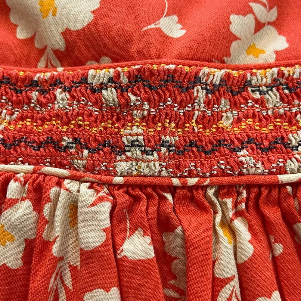 Bonnie Jean Girls Floral Dress Long Sleeve Size 4T Orange Embroidered Beach Tie - Picture 5 of 6
